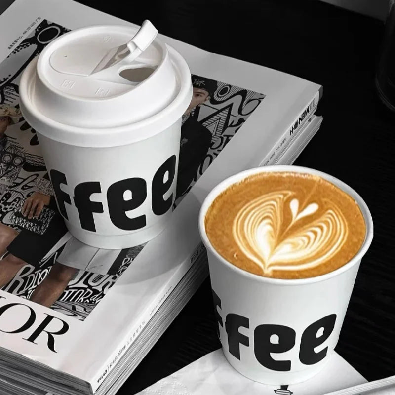 Custom Logo 8oz 12oz 16oz 22oz   Biodegradable Double-Wall Kraft Paper Cups  with Lids for Hot Latte Coffee for Beverage Store