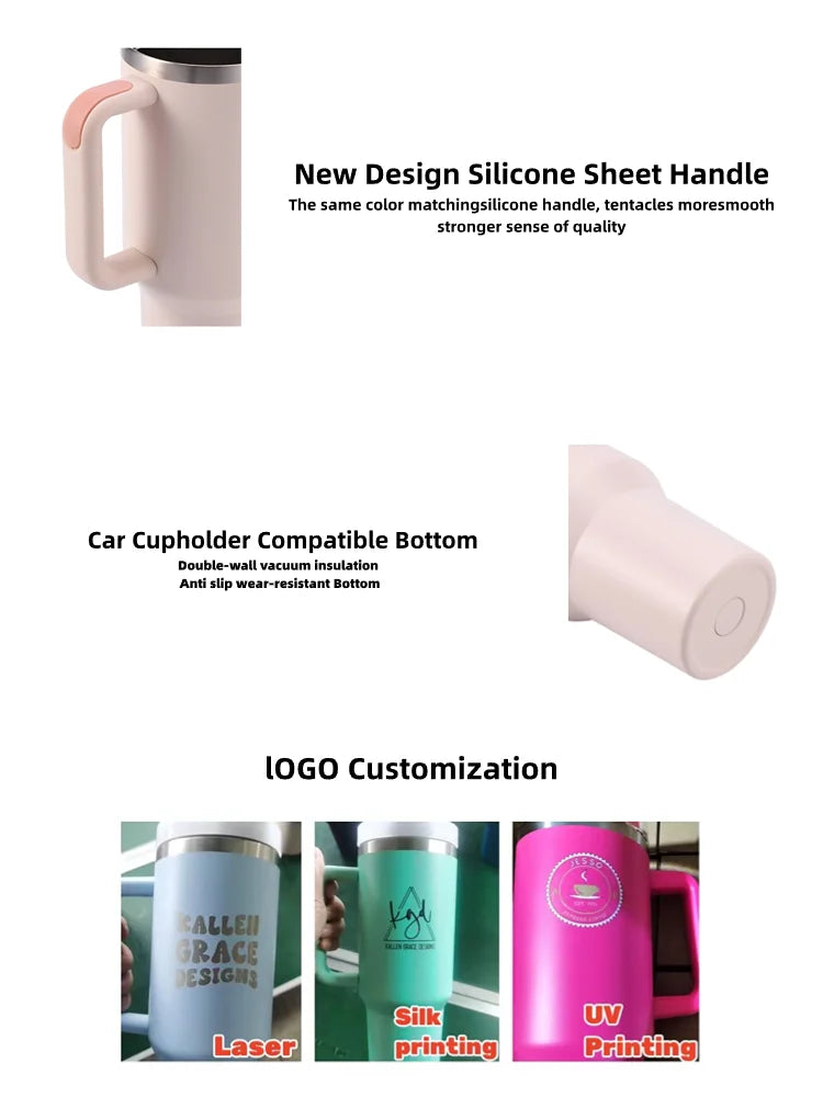 Custom 40 oz Adventure Stainless Steel Double Wall Vacuum Standard Metal Cup Travel Coffee Mug 40oz Tumbler With Handle