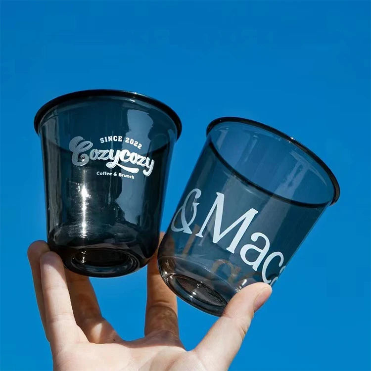 24oz Custom Printing Wholesale Party Plastic Cup Biodegradable Tumbler U Shape PET Plastic Cup PLA Cup for Drinks With Dome Lids